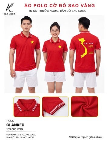 Áo Polo Cờ Đỏ Sao Vàng Clanker POLO 01-2 – Tự Hào Dân Tộc, Thoải Mái Vận Động