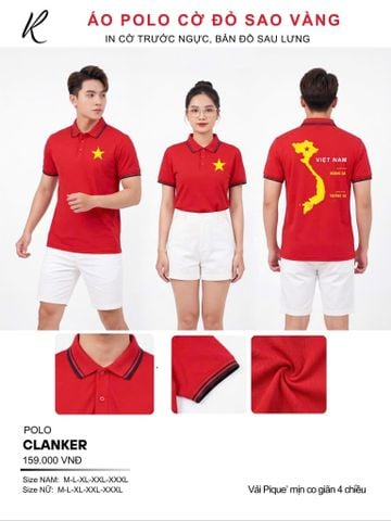 Áo Polo Cờ Đỏ Sao Vàng Clanker POLO 02-2 – Tự Hào Dân Tộc, Thoải Mái Vận Động