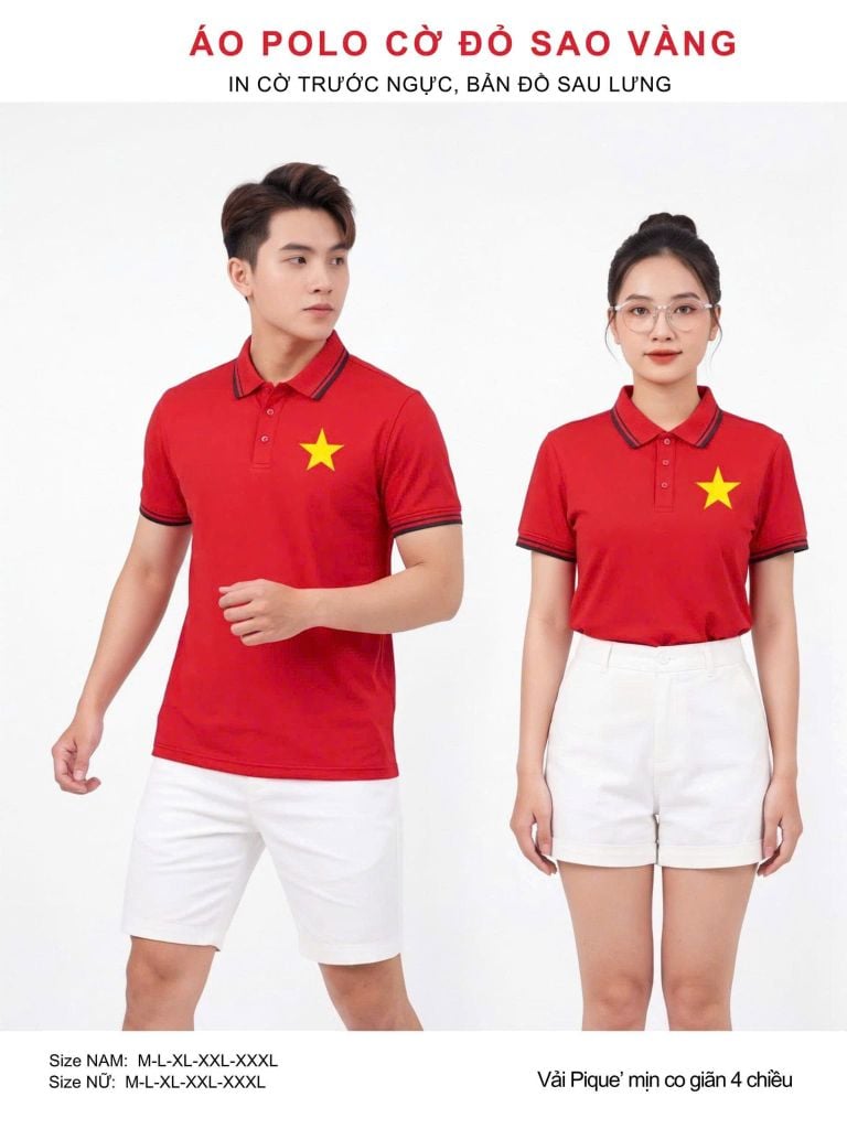 Áo Polo Cờ Đỏ Sao Vàng Clanker POLO 02-2 – Tự Hào Dân Tộc, Thoải Mái Vận Động