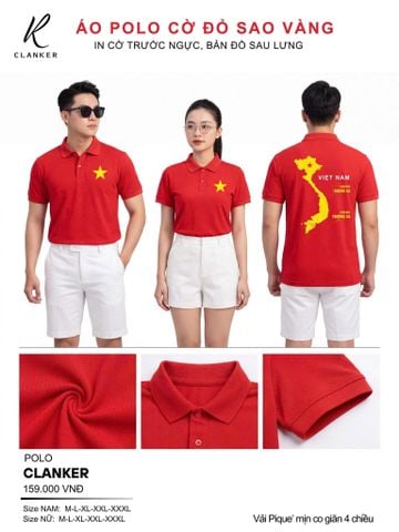 Áo Polo Cờ Đỏ Sao Vàng Clanker POLO 03-2 – Tự Hào Dân Tộc, Thoải Mái Vận Động