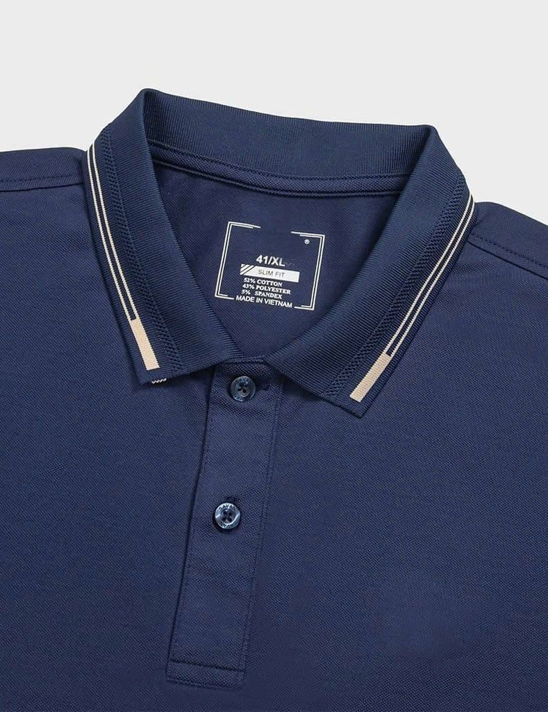 Áo Polo Thể Thao Cao Cấp Clanker 04 Nam Nữ Màu Xanh Than Viền Be