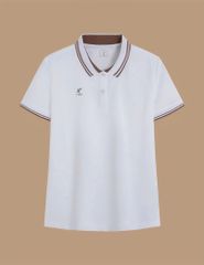 Áo Polo Thể Thao Cao Cấp Clanker 03 Nam Nữ Màu Trắng Viền Nâu