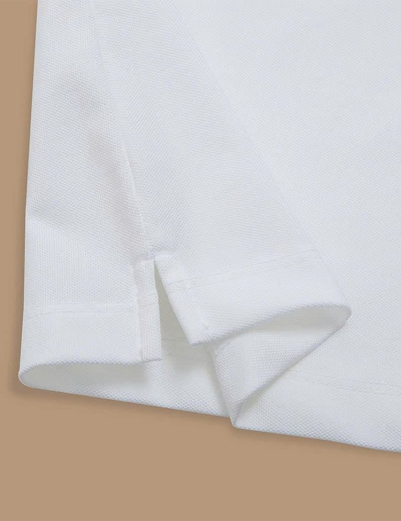 Áo Polo Thể Thao Cao Cấp Clanker 03 Nam Nữ Màu Trắng Viền Nâu