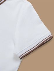 Áo Polo Thể Thao Cao Cấp Clanker 03 Nam Nữ Màu Trắng Viền Nâu