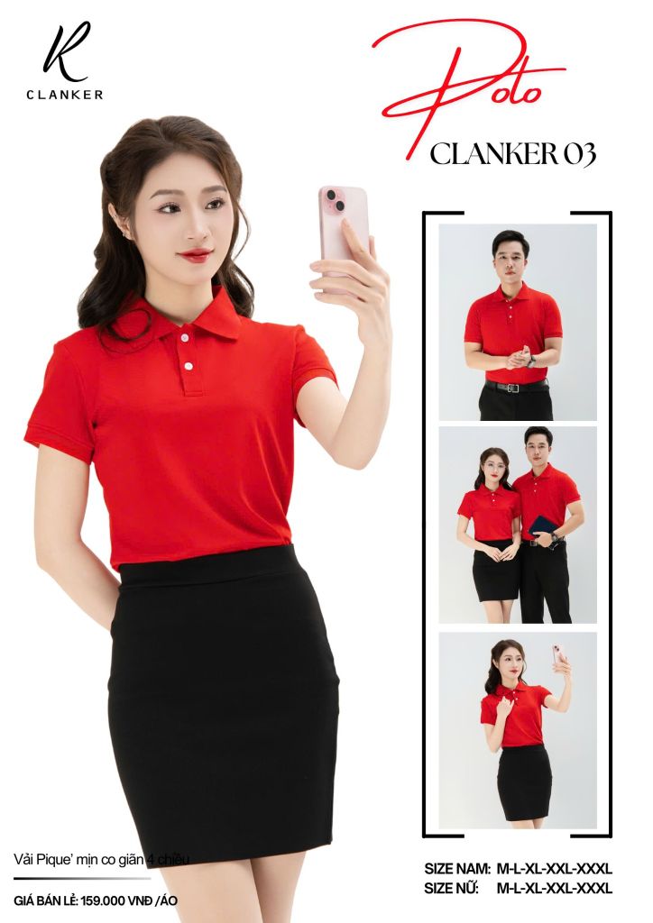Áo Polo Thể Thao CLANKER 03 Màu Xanh Đỏ