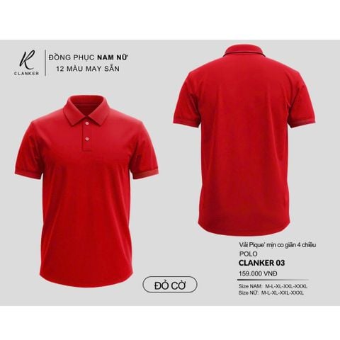 Áo Polo Thể Thao CLANKER 03 Màu Xanh Đỏ