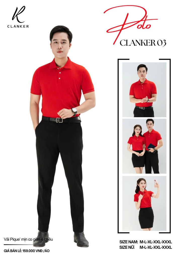 Áo Polo Thể Thao CLANKER 03 Màu Xanh Đỏ