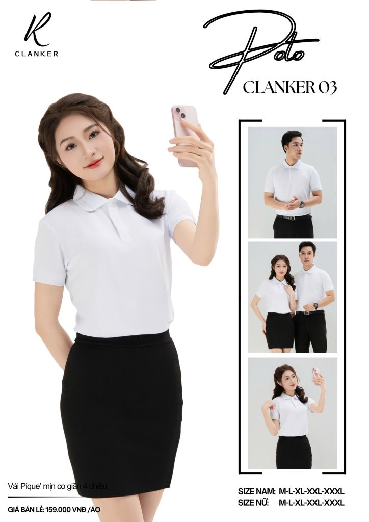 Áo Polo Thể Thao CLANKER 03 Màu Trắng