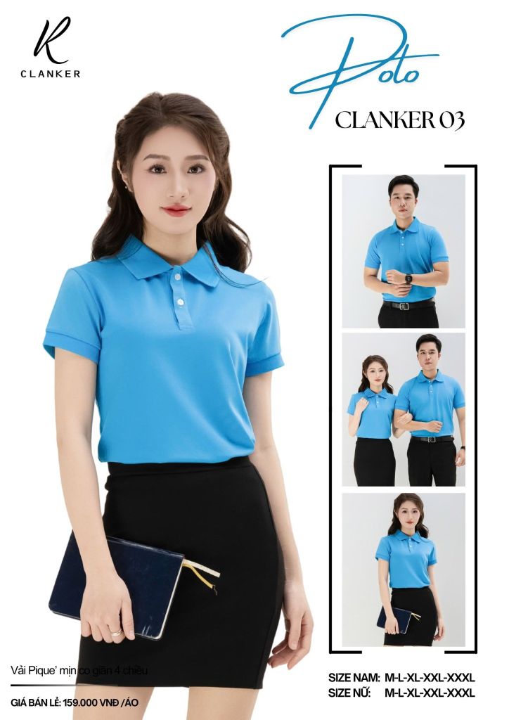 Áo Polo Thể Thao CLANKER 03 Màu Xanh Da