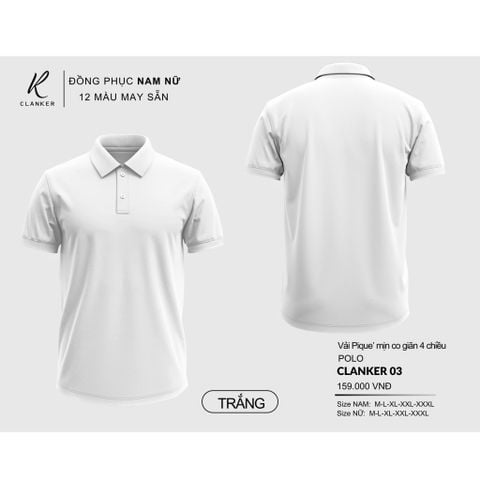Áo Polo Thể Thao CLANKER 03 Màu Trắng
