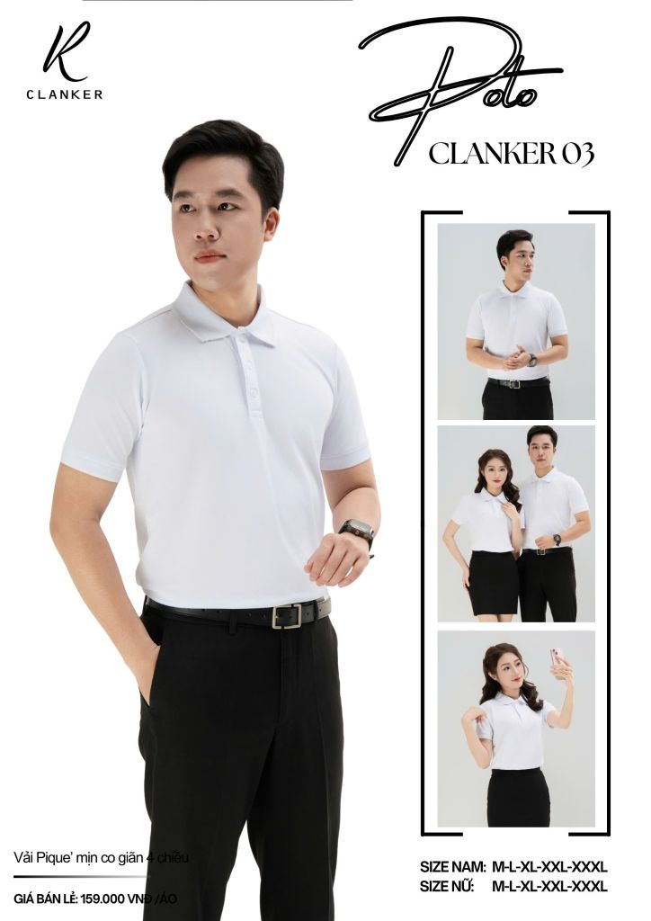 Áo Polo Thể Thao CLANKER 03 Màu Trắng