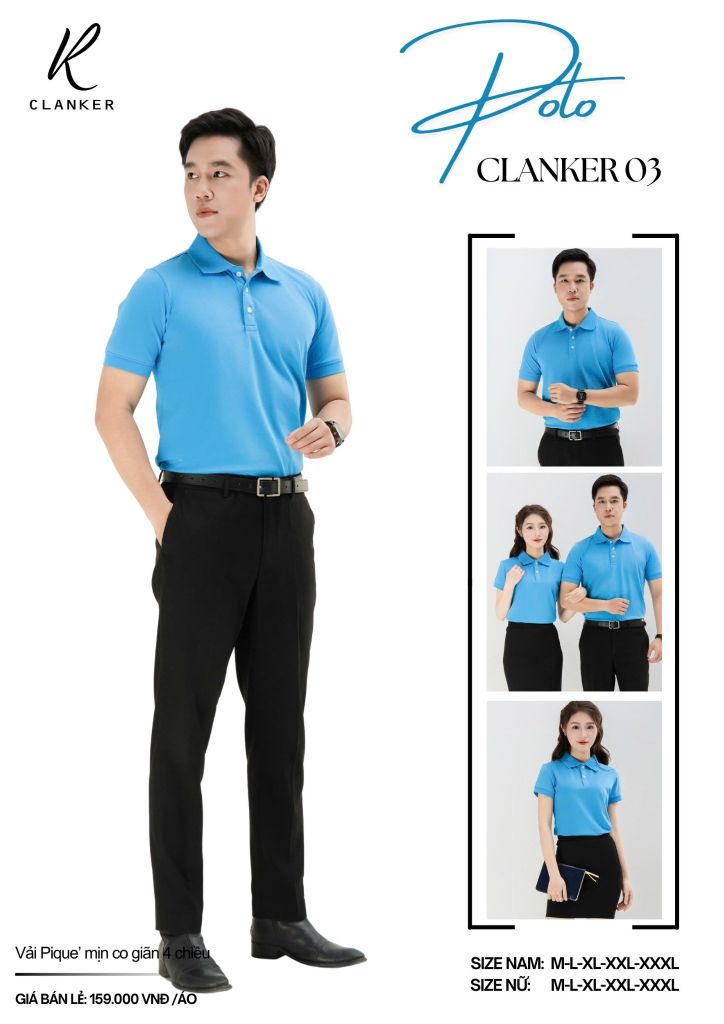 Áo Polo Thể Thao CLANKER 03 Màu Xanh Da