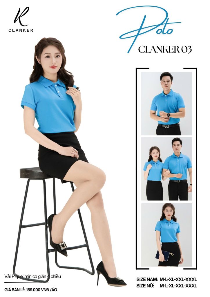 Áo Polo Thể Thao CLANKER 03 Màu Xanh Da