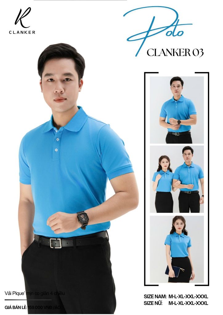 Áo Polo Thể Thao CLANKER 03 Màu Xanh Da