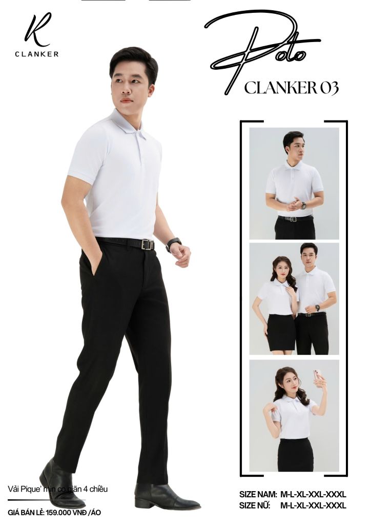 Áo Polo Thể Thao CLANKER 03 Màu Trắng