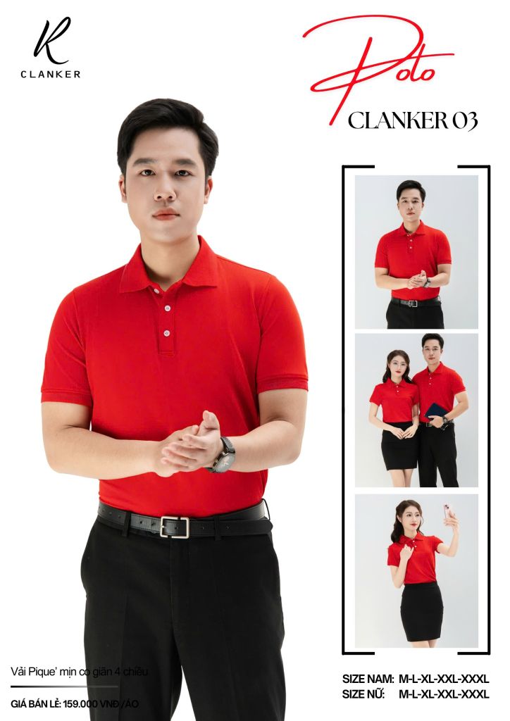 Áo Polo Thể Thao CLANKER 03 Màu Xanh Đỏ