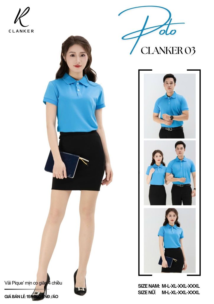Áo Polo Thể Thao CLANKER 03 Màu Xanh Da