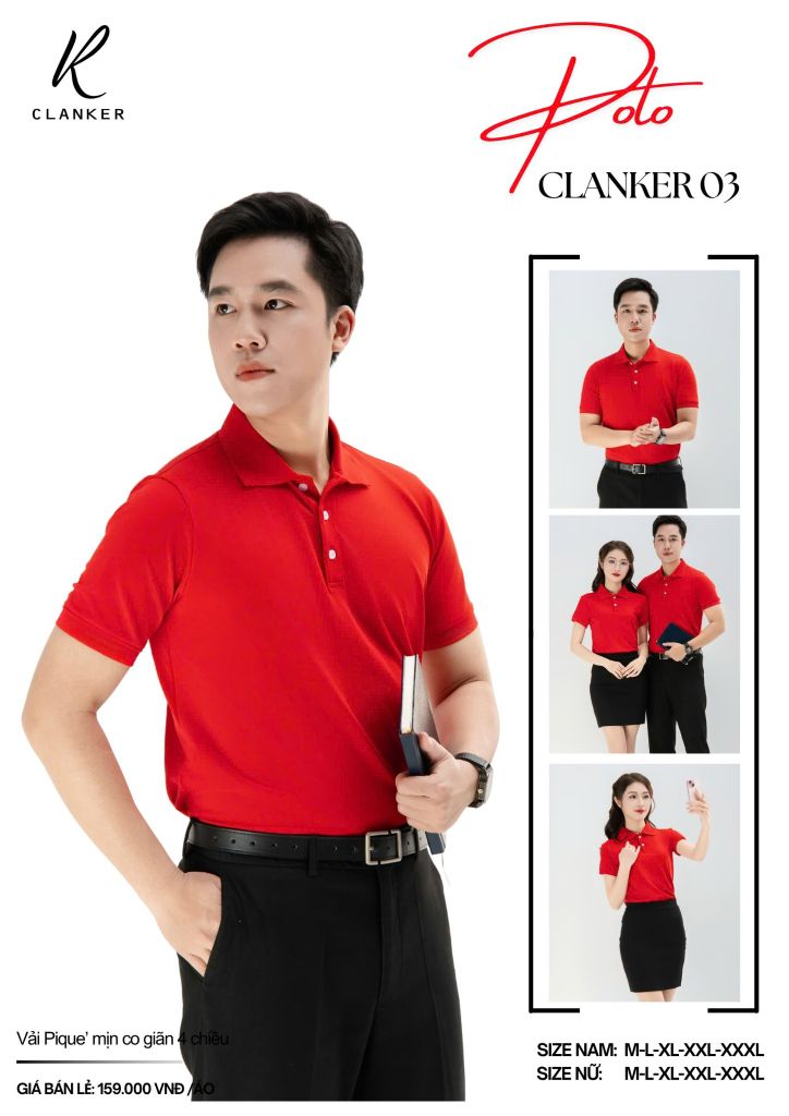 Áo Polo Thể Thao CLANKER 03 Màu Xanh Đỏ