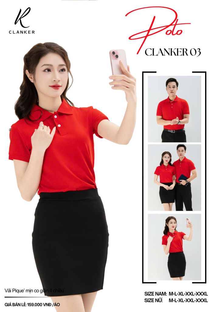Áo Polo Thể Thao CLANKER 03 Màu Xanh Đỏ