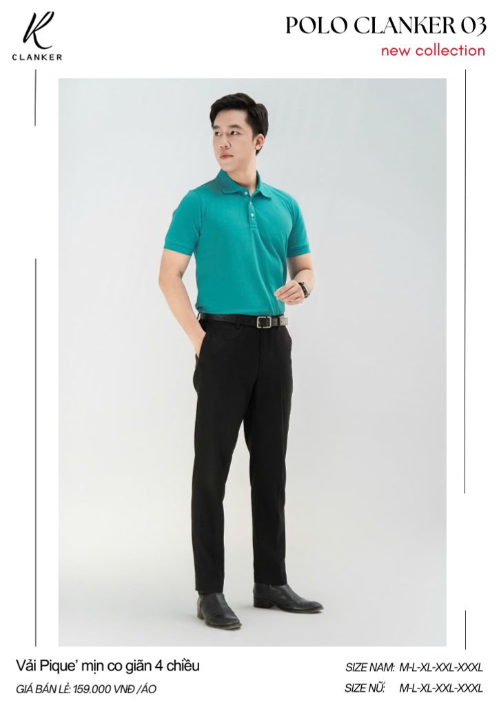 Áo Polo Thể Thao CLANKER 03 Màu Xanh Lý
