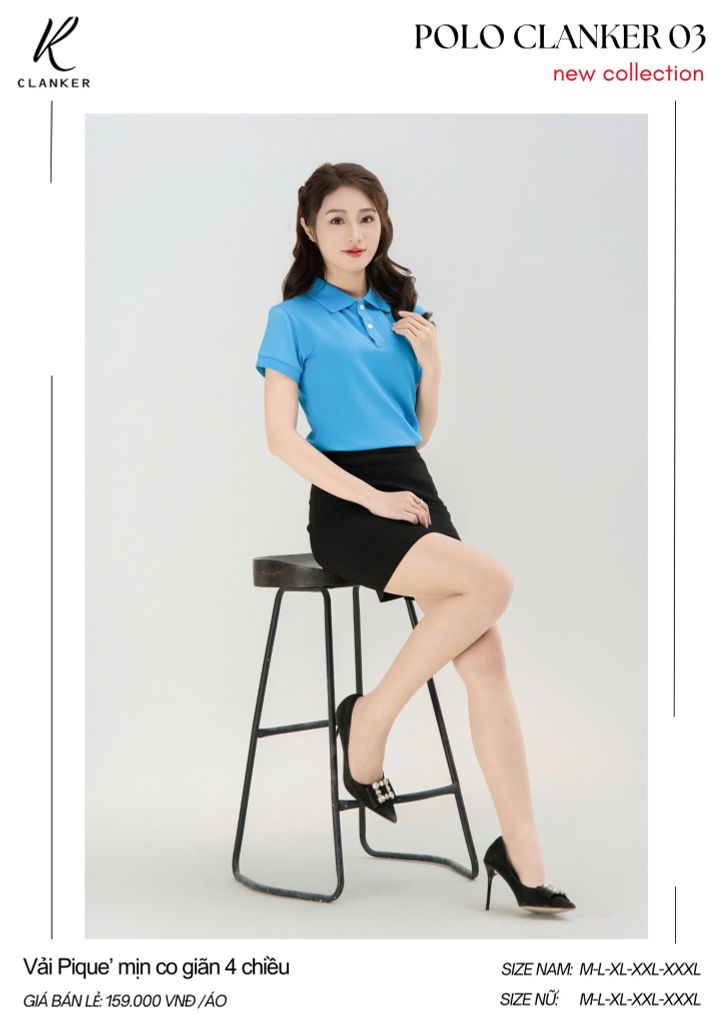 Áo Polo Thể Thao CLANKER 03 Màu Xanh Da