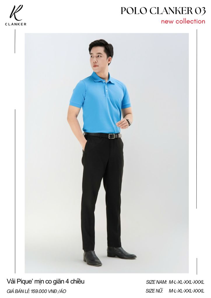 Áo Polo Thể Thao CLANKER 03 Màu Xanh Da