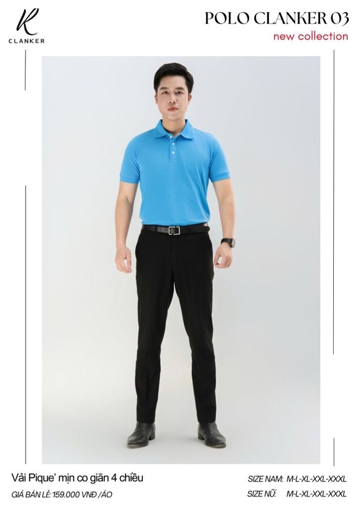 Áo Polo Thể Thao CLANKER 03 Màu Xanh Da