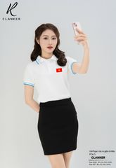 Áo Polo Trắng Cờ Đỏ Sao Vàng Cổ Viền Đỏ Nam Nữ