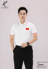 Áo Polo Trắng Cờ Đỏ Sao Vàng Cổ Viền Đỏ Nam Nữ