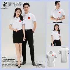 Áo Polo Trắng Cờ Đỏ Sao Vàng Cổ Viền Xanh Nam Nữ