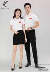 Áo Polo Trắng Cờ Đỏ Sao Vàng Cổ Viền Đỏ Nam Nữ