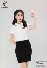 Áo Polo Trắng Cờ Đỏ Sao Vàng Cổ Viền Đỏ Nam Nữ