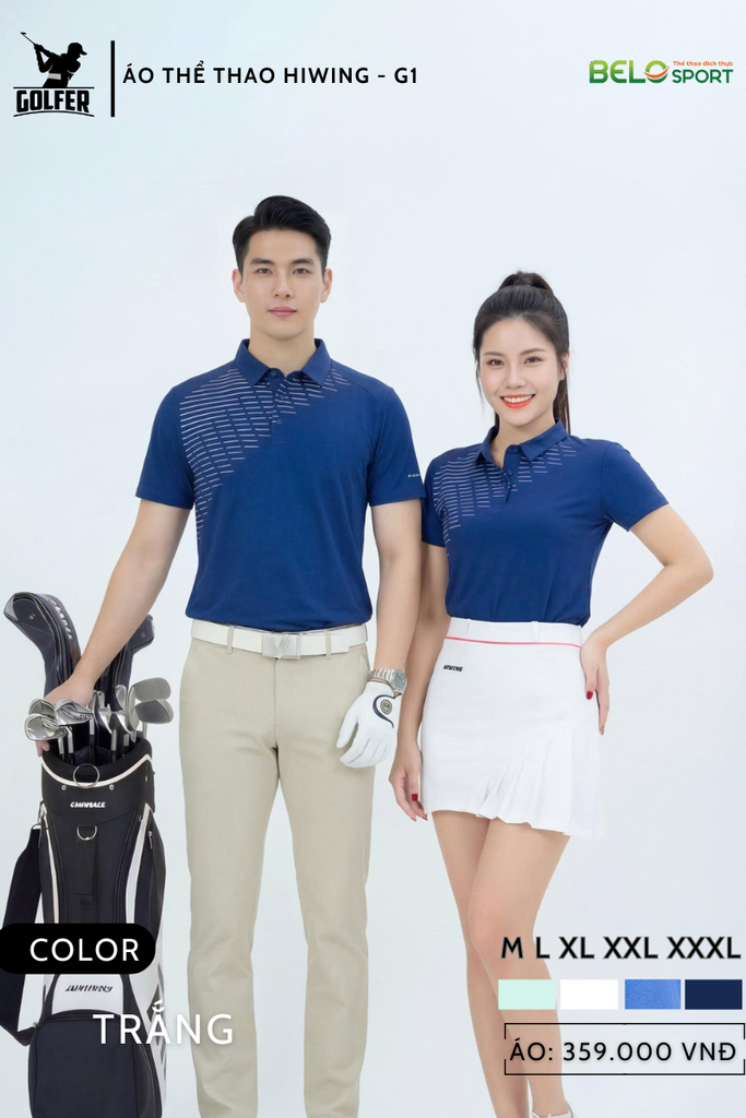 Áo Thể Thao Golf , Pickleball Cao Cấp Hiwing G1 Màu Xanh Da