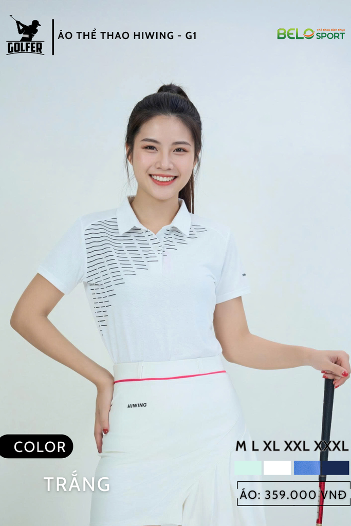 Áo Thể Thao Golf , Pickleball Cao Cấp Hiwing G1 Màu Xanh Da