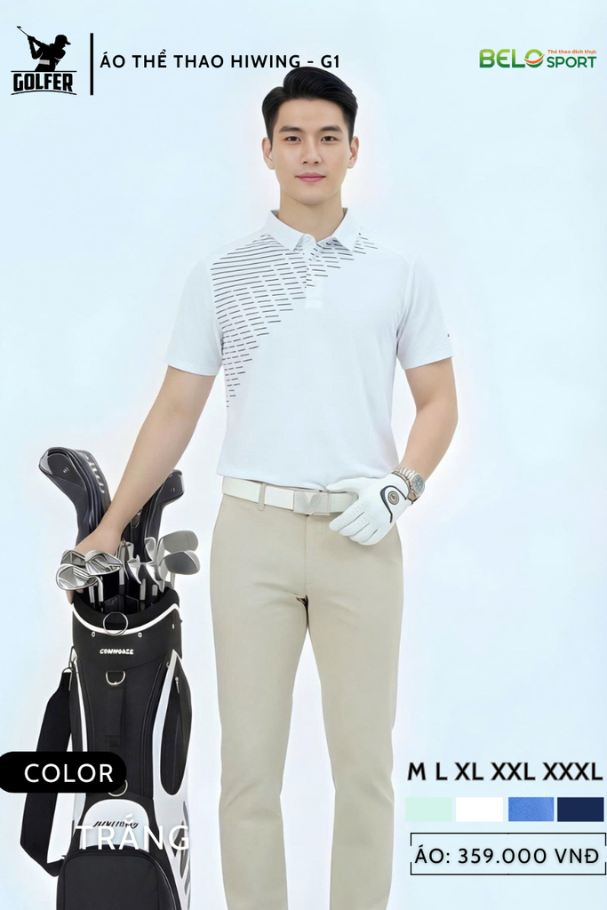Áo Thể Thao Golf , Pickleball Cao Cấp Hiwing G1 Màu Xanh Than
