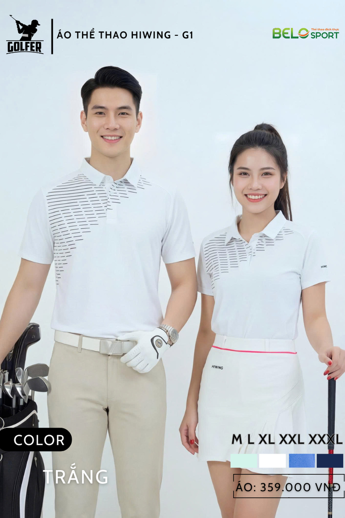 Áo Thể Thao Golf , Pickleball Cao Cấp Hiwing G1 Màu Xanh Than