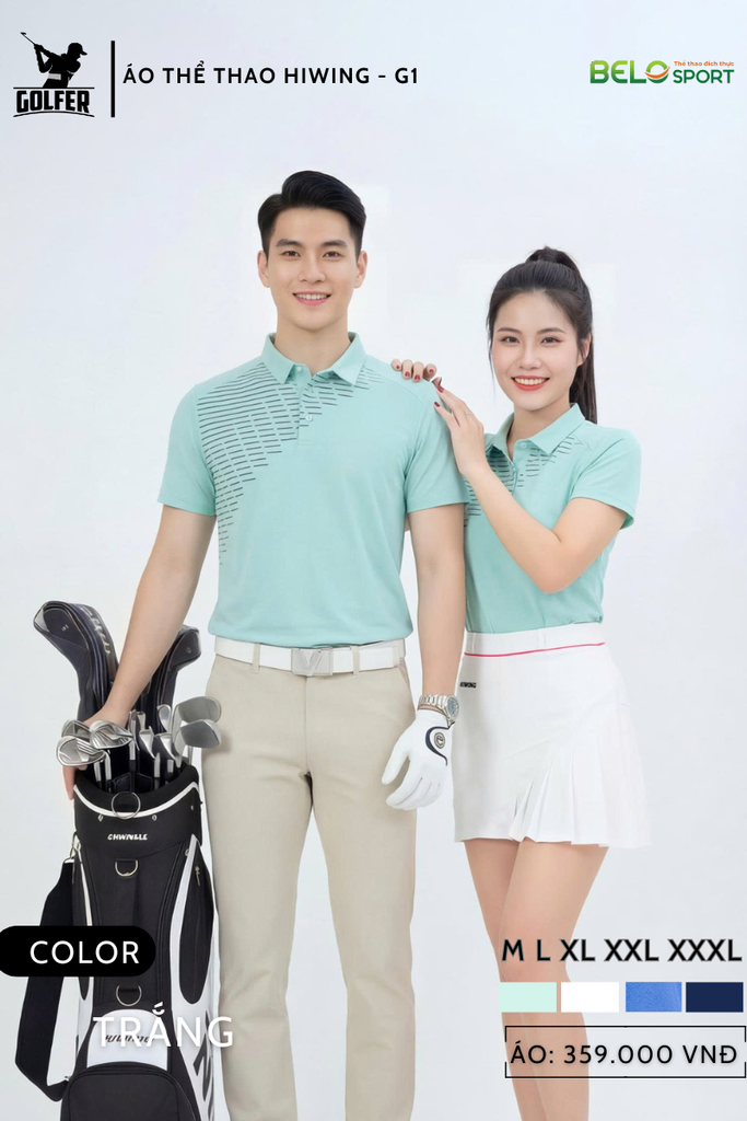 Áo Thể Thao Golf , Pickleball Cao Cấp Hiwing G1 Màu Trắng