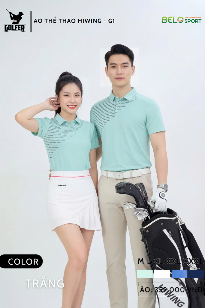 Áo Thể Thao Golf , Pickleball Cao Cấp Hiwing G1 Màu Xanh Da