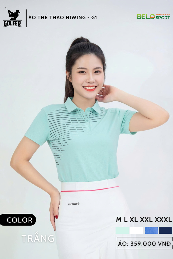 Áo Thể Thao Golf , Pickleball Cao Cấp Hiwing G1 Màu Trắng