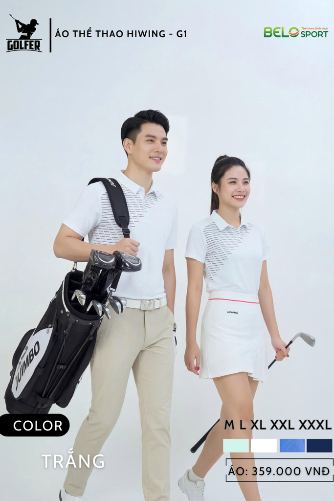 Áo Thể Thao Golf , Pickleball Cao Cấp Hiwing G1 Màu Trắng