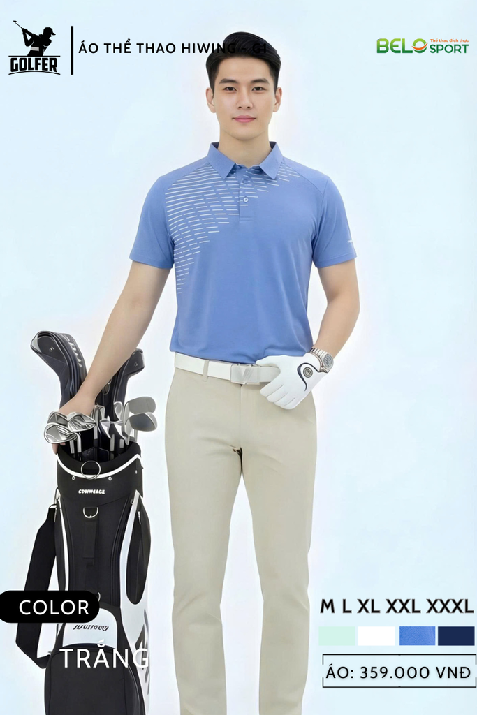 Áo Thể Thao Golf , Pickleball Cao Cấp Hiwing G1 Màu Trắng