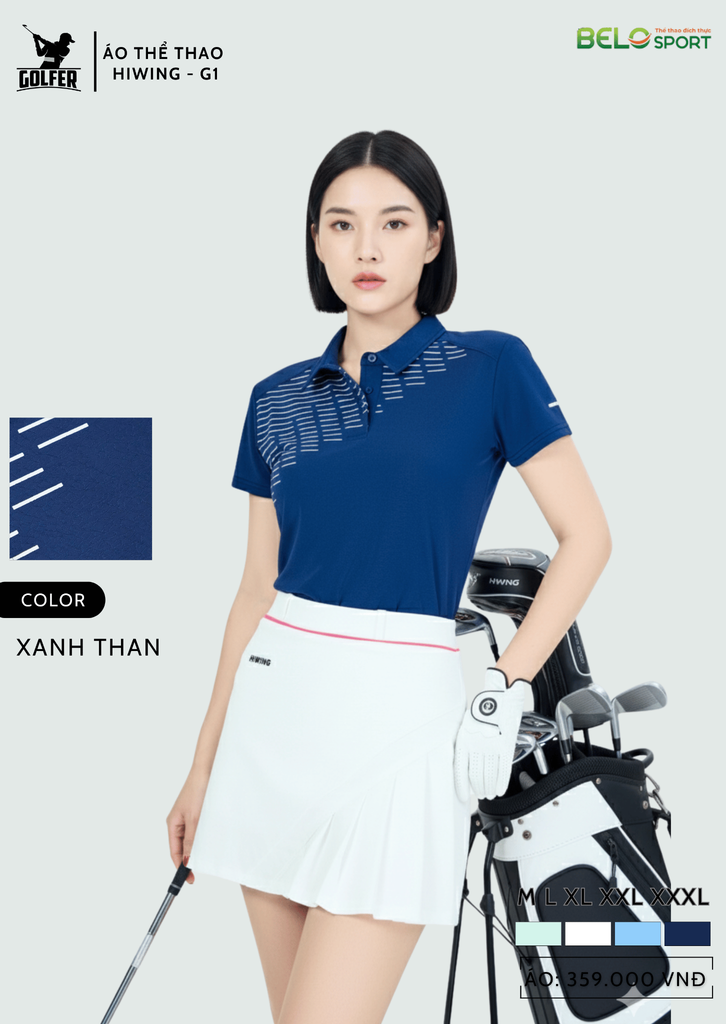 Áo Thể Thao Golf , Pickleball Cao Cấp Hiwing G1 Màu Xanh Mint