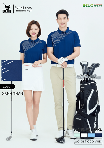 Áo Thể Thao Golf , Pickleball Cao Cấp Hiwing G1 Màu Xanh Than