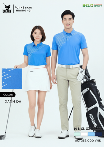 Áo Thể Thao Golf , Pickleball Cao Cấp Hiwing G1 Màu Xanh Da