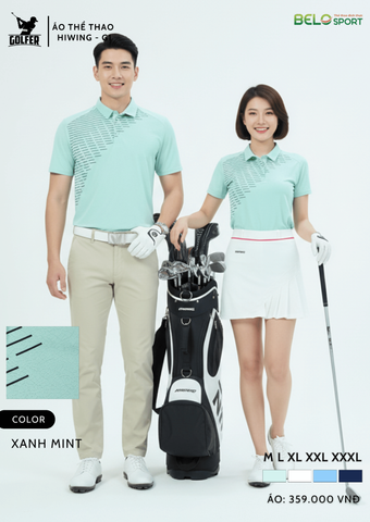 Áo Thể Thao Golf , Pickleball Cao Cấp Hiwing G1 Màu Xanh Mint