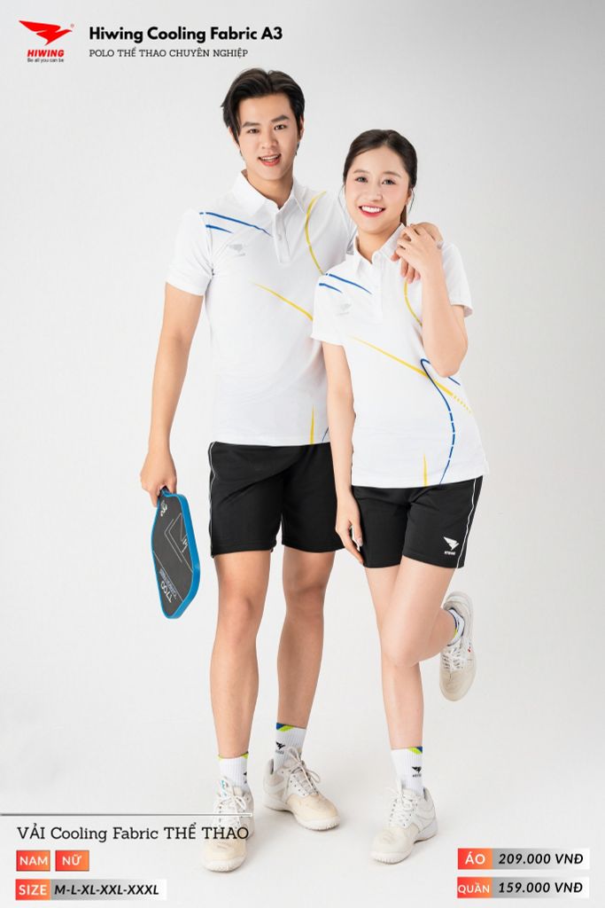 Áo Polo Thể Thao Pickeball, Cầu Lông Bóng Chuyền Hiwing A3 Nam Nữ - Màu Xanh