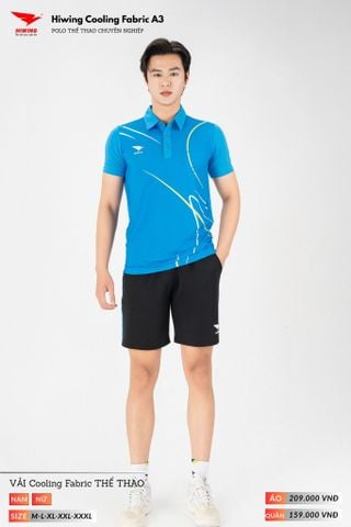 Áo Polo Thể Thao Pickeball, Cầu Lông Bóng Chuyền Hiwing A3 Nam Nữ - Màu Xanh