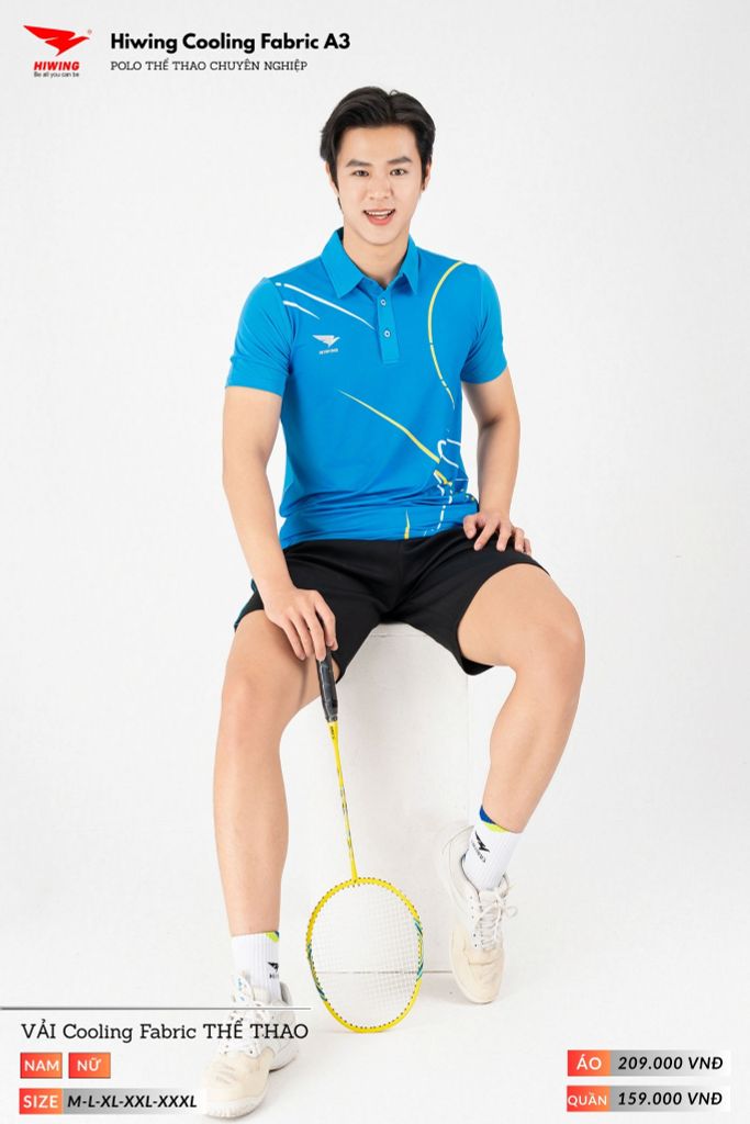 Áo Polo Thể Thao Pickeball, Cầu Lông Bóng Chuyền Hiwing A3 Nam Nữ - Màu Xanh