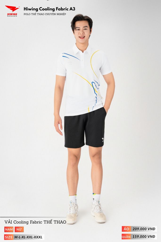 Áo Polo Thể Thao Pickeball, Cầu Lông Bóng Chuyền Hiwing A3 Nam Nữ - Màu Trắng