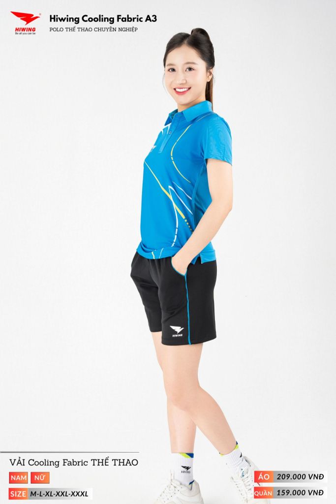 Áo Polo Thể Thao Pickeball, Cầu Lông Bóng Chuyền Hiwing A3 Nam Nữ - Màu Xanh